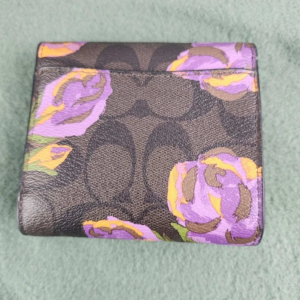 Coach Rowan Satchel Crossbody Bag Leather Rose Floral Print & Medium Wallet